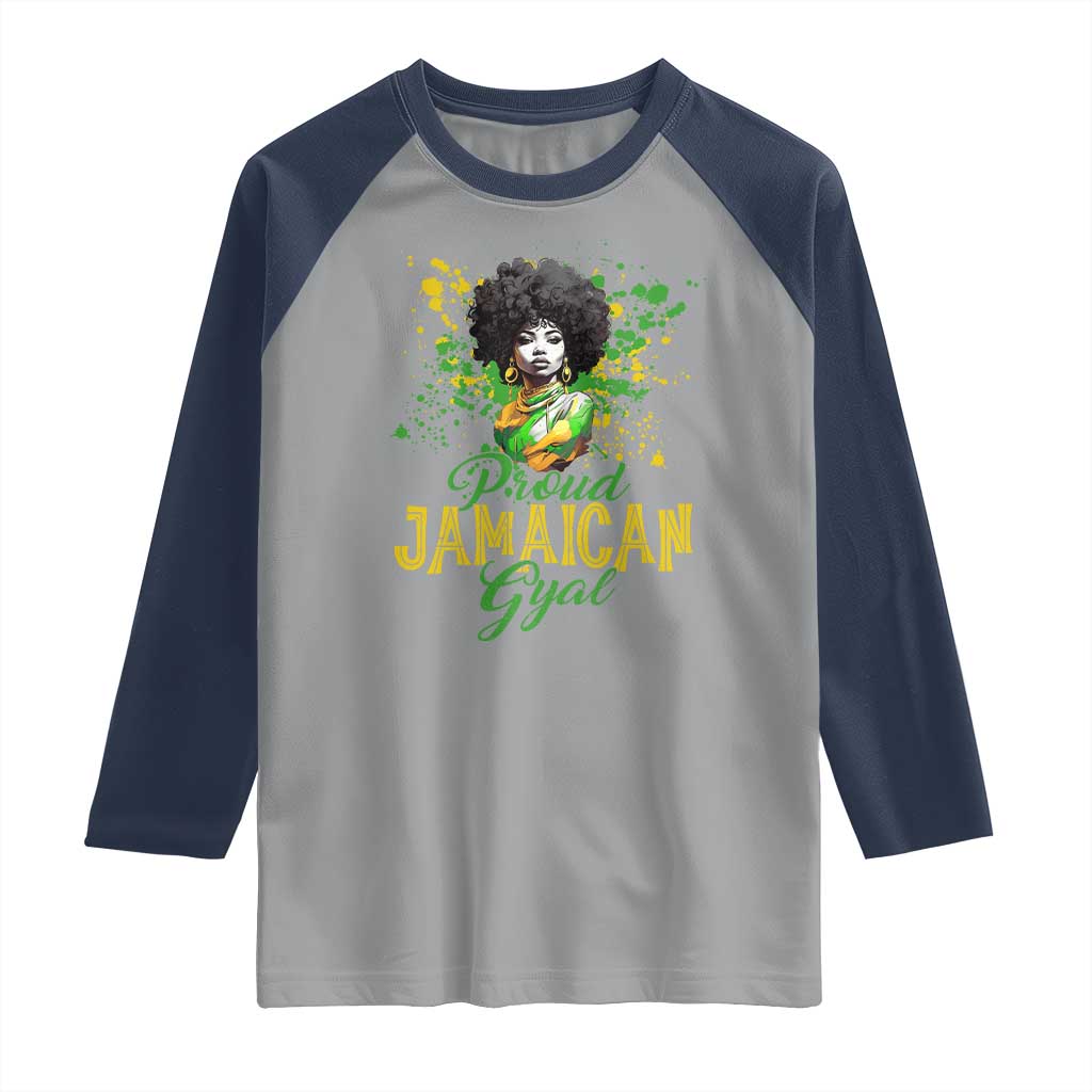 Proud Jamaican Gyal Raglan Shirt Afro Black Girls Jamaica Flag - Wonder Print Shop