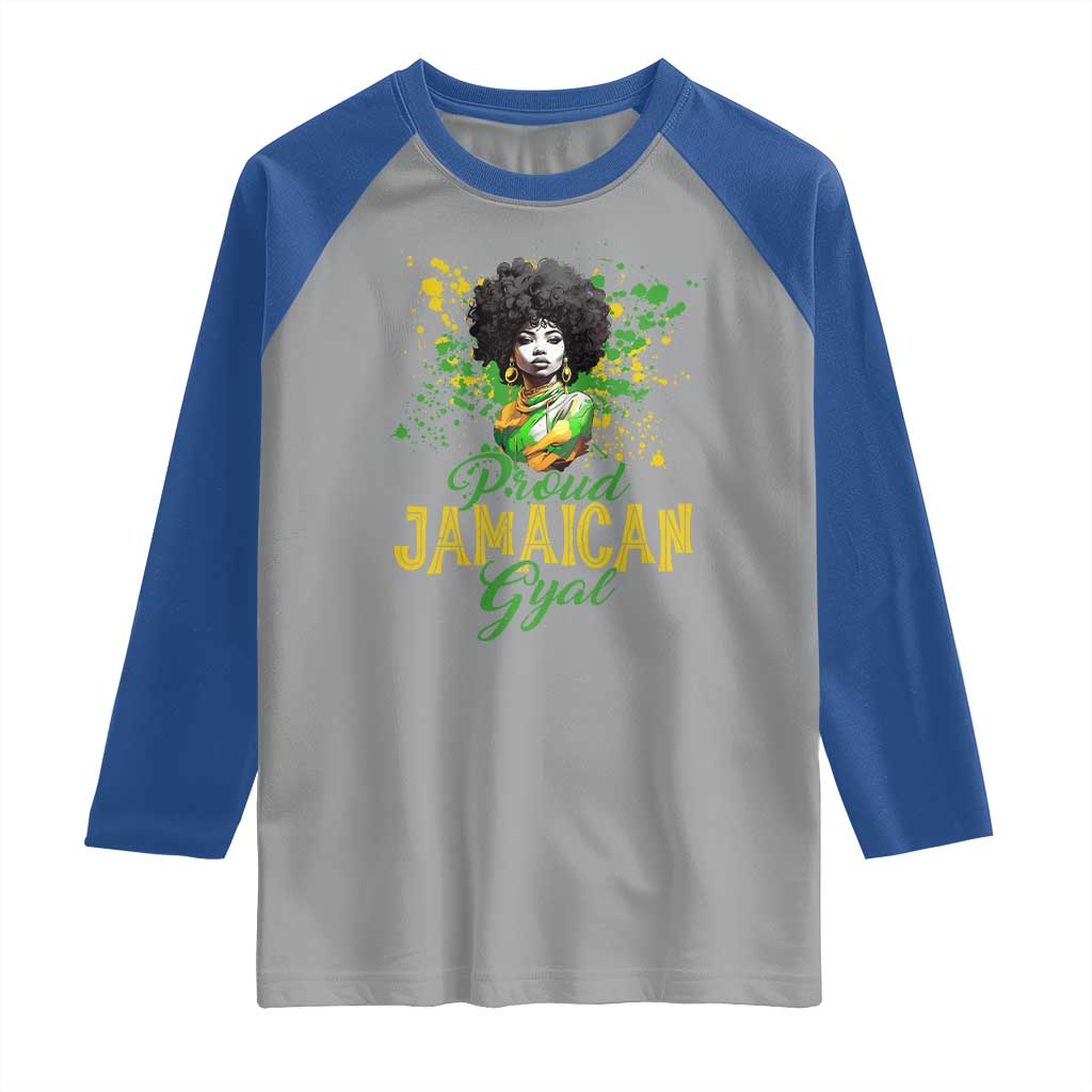 Proud Jamaican Gyal Raglan Shirt Afro Black Girls Jamaica Flag - Wonder Print Shop