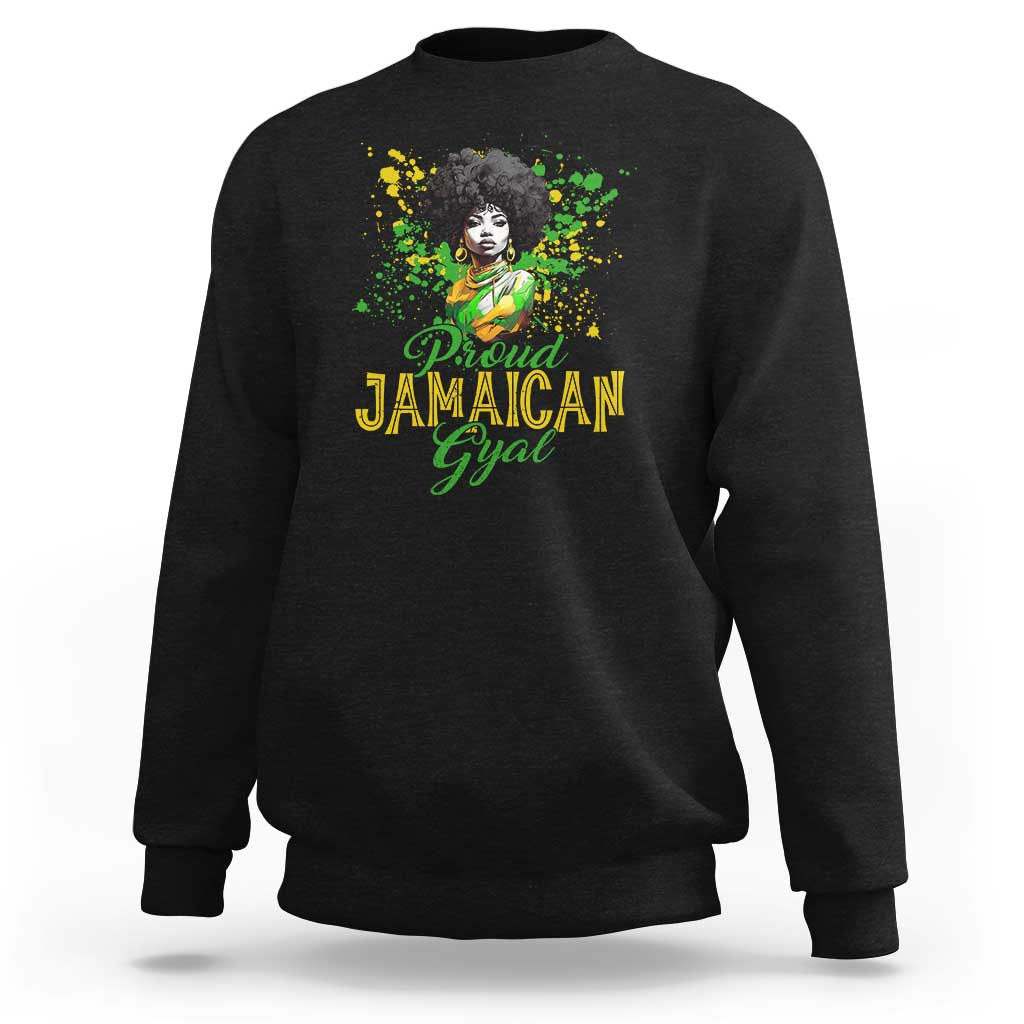 Proud Jamaican Gyal Sweatshirt Afro Black Girls Jamaica Flag - Wonder Print Shop