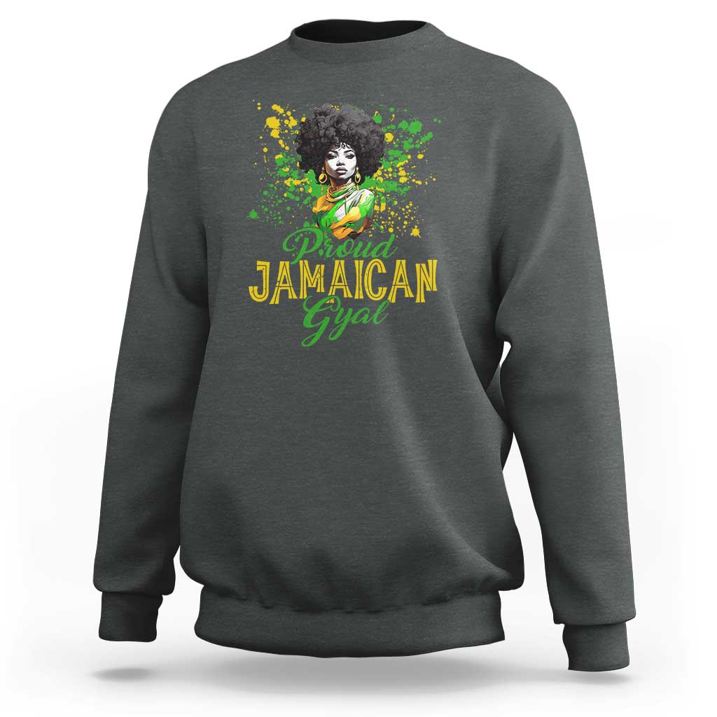 Proud Jamaican Gyal Sweatshirt Afro Black Girls Jamaica Flag - Wonder Print Shop