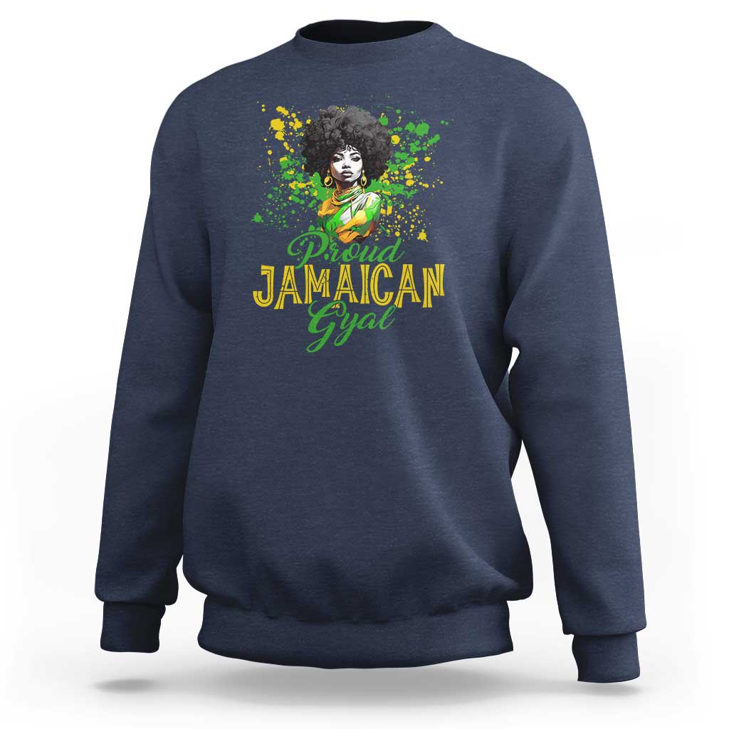 Proud Jamaican Gyal Sweatshirt Afro Black Girls Jamaica Flag - Wonder Print Shop