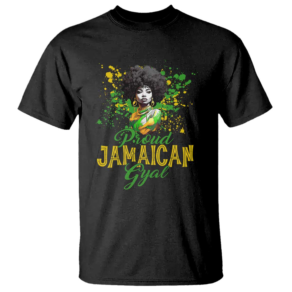Proud Jamaican Gyal T Shirt Afro Black Girls Jamaica Flag - Wonder Print Shop