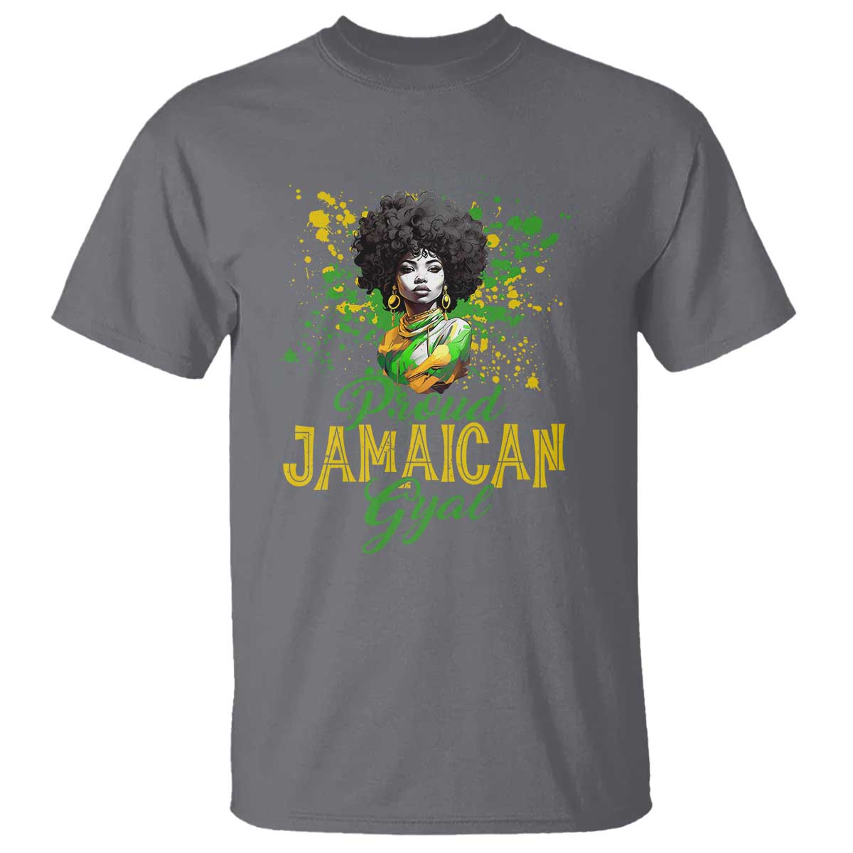 Proud Jamaican Gyal T Shirt Afro Black Girls Jamaica Flag - Wonder Print Shop