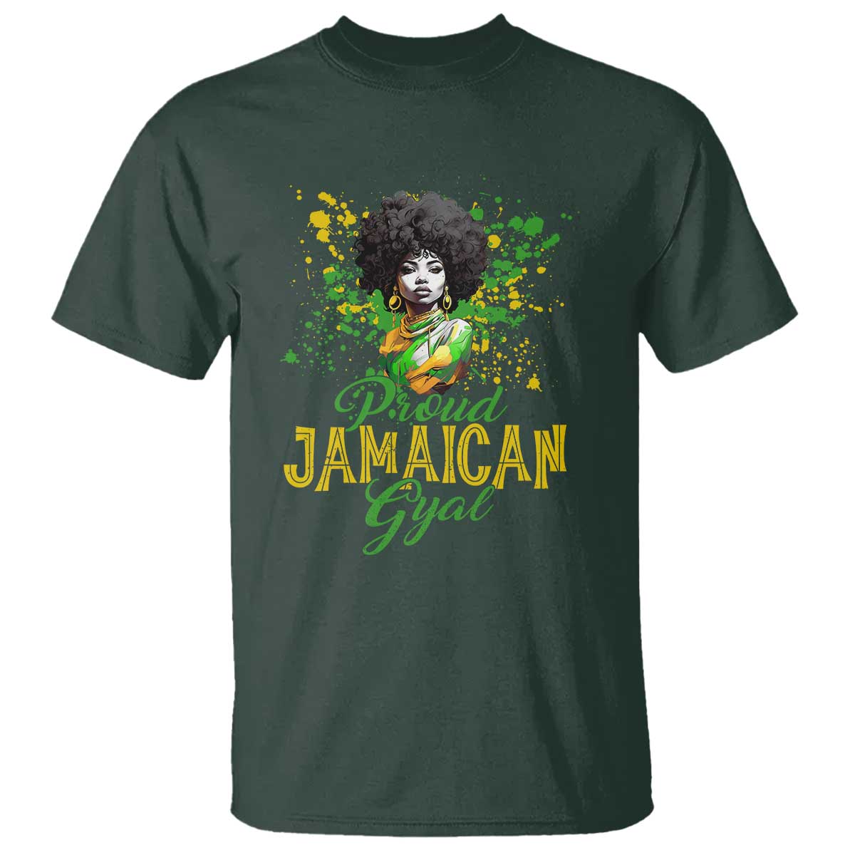 Proud Jamaican Gyal T Shirt Afro Black Girls Jamaica Flag - Wonder Print Shop