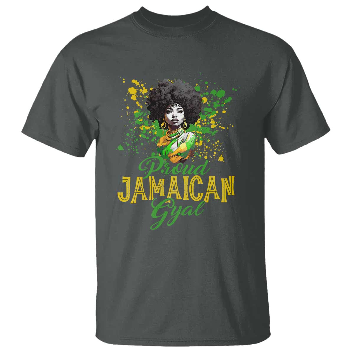 Proud Jamaican Gyal T Shirt Afro Black Girls Jamaica Flag - Wonder Print Shop