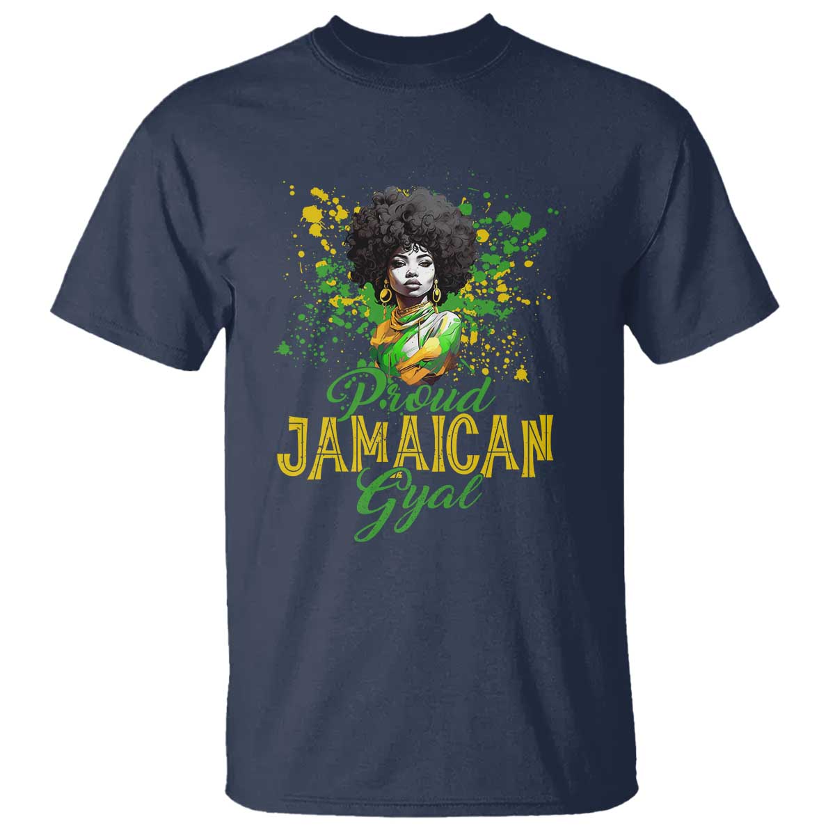 Proud Jamaican Gyal T Shirt Afro Black Girls Jamaica Flag - Wonder Print Shop