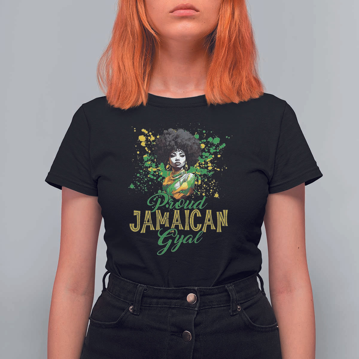 Proud Jamaican Gyal T Shirt For Women Afro Black Girls Jamaica Flag - Wonder Print Shop