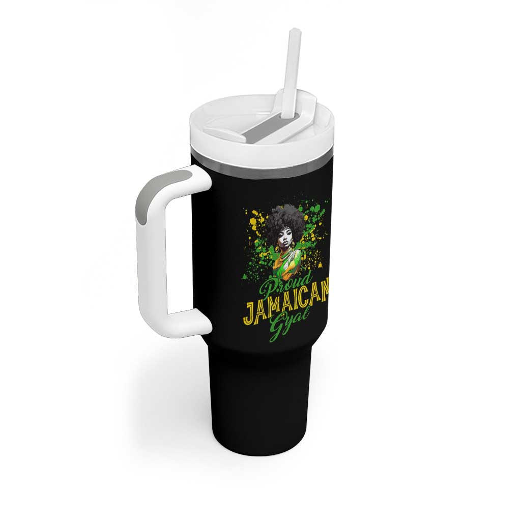Proud Jamaican Gyal Tumbler With Handle Afro Black Girls Jamaica Flag - Wonder Print Shop