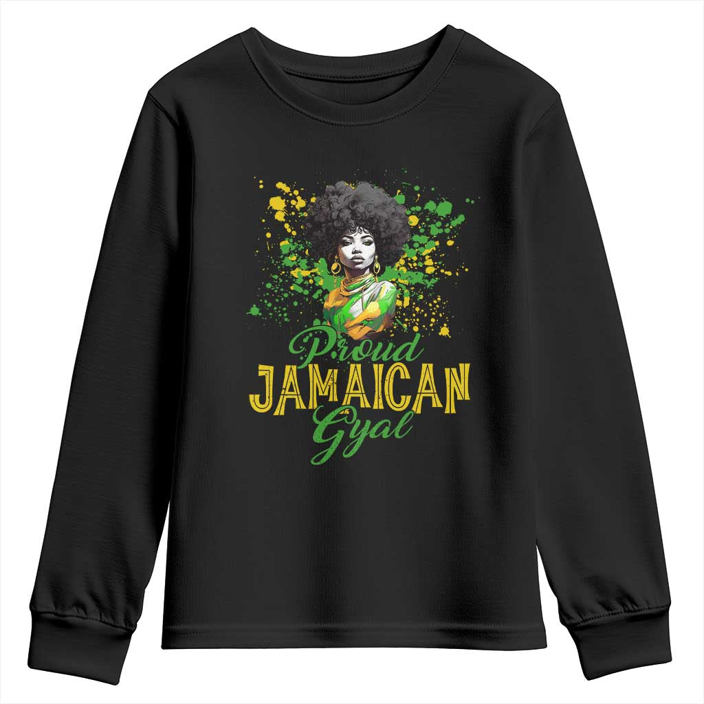 Proud Jamaican Gyal Youth Sweatshirt Afro Black Girls Jamaica Flag - Wonder Print Shop