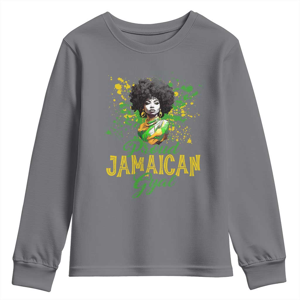 Proud Jamaican Gyal Youth Sweatshirt Afro Black Girls Jamaica Flag - Wonder Print Shop