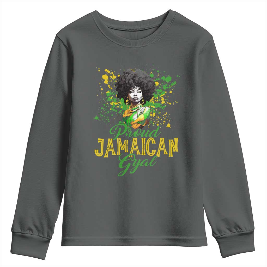 Proud Jamaican Gyal Youth Sweatshirt Afro Black Girls Jamaica Flag - Wonder Print Shop
