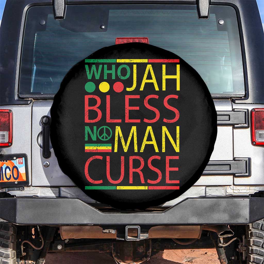 Who Jah Bless No Man Curse Spare Tire Cover Jamaica Flag Rasta Reggae Roots - Wonder Print Shop