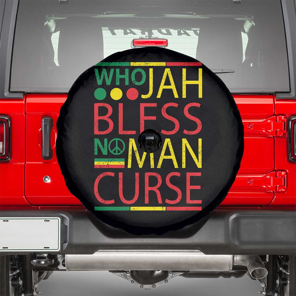 Who Jah Bless No Man Curse Spare Tire Cover Jamaica Flag Rasta Reggae Roots - Wonder Print Shop
