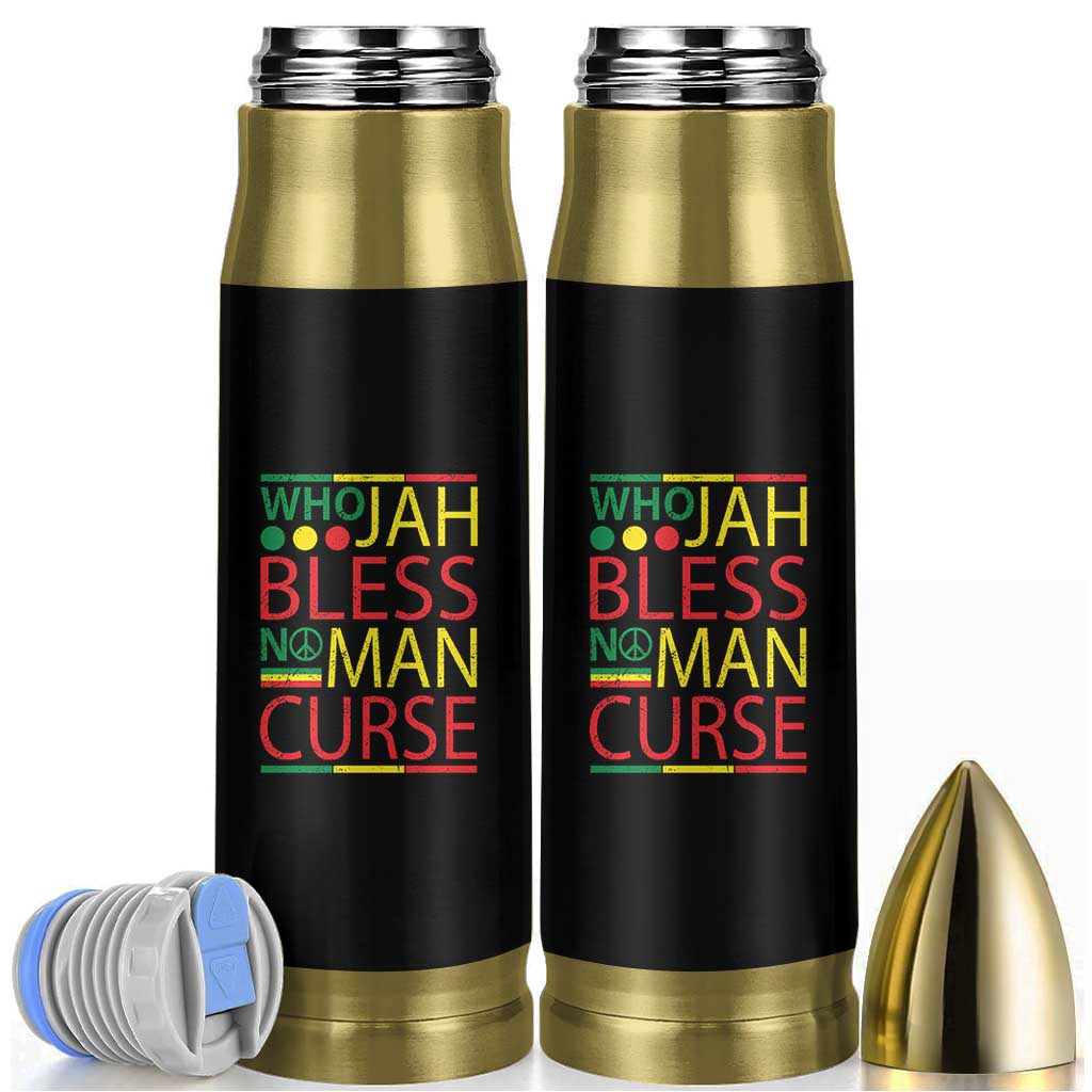 Who Jah Bless No Man Curse Bullet Tumbler Jamaica Flag Rasta Reggae Roots - Wonder Print Shop
