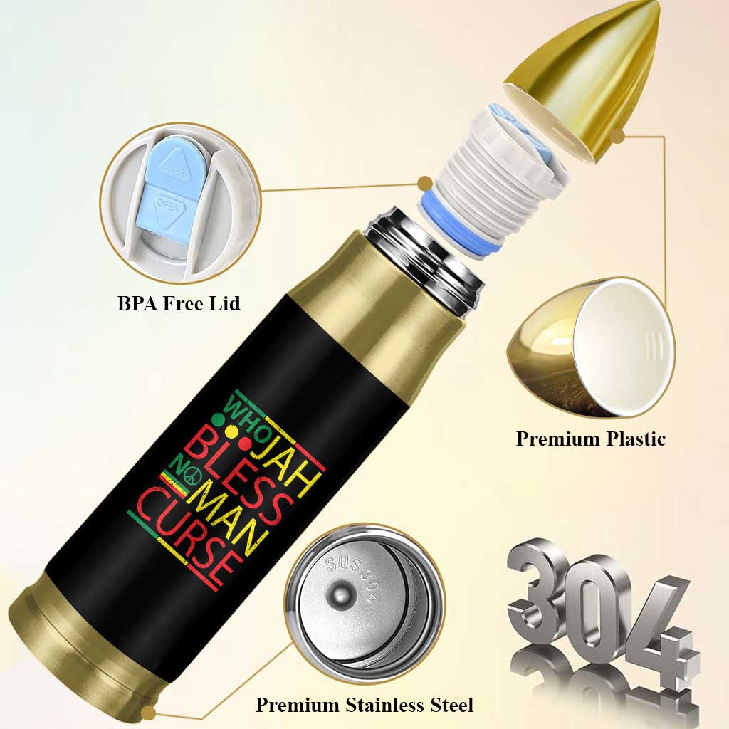 Who Jah Bless No Man Curse Bullet Tumbler Jamaica Flag Rasta Reggae Roots - Wonder Print Shop
