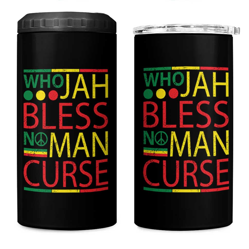 Who Jah Bless No Man Curse 4 in 1 Can Cooler Tumbler Jamaica Flag Rasta Reggae Roots - Wonder Print Shop