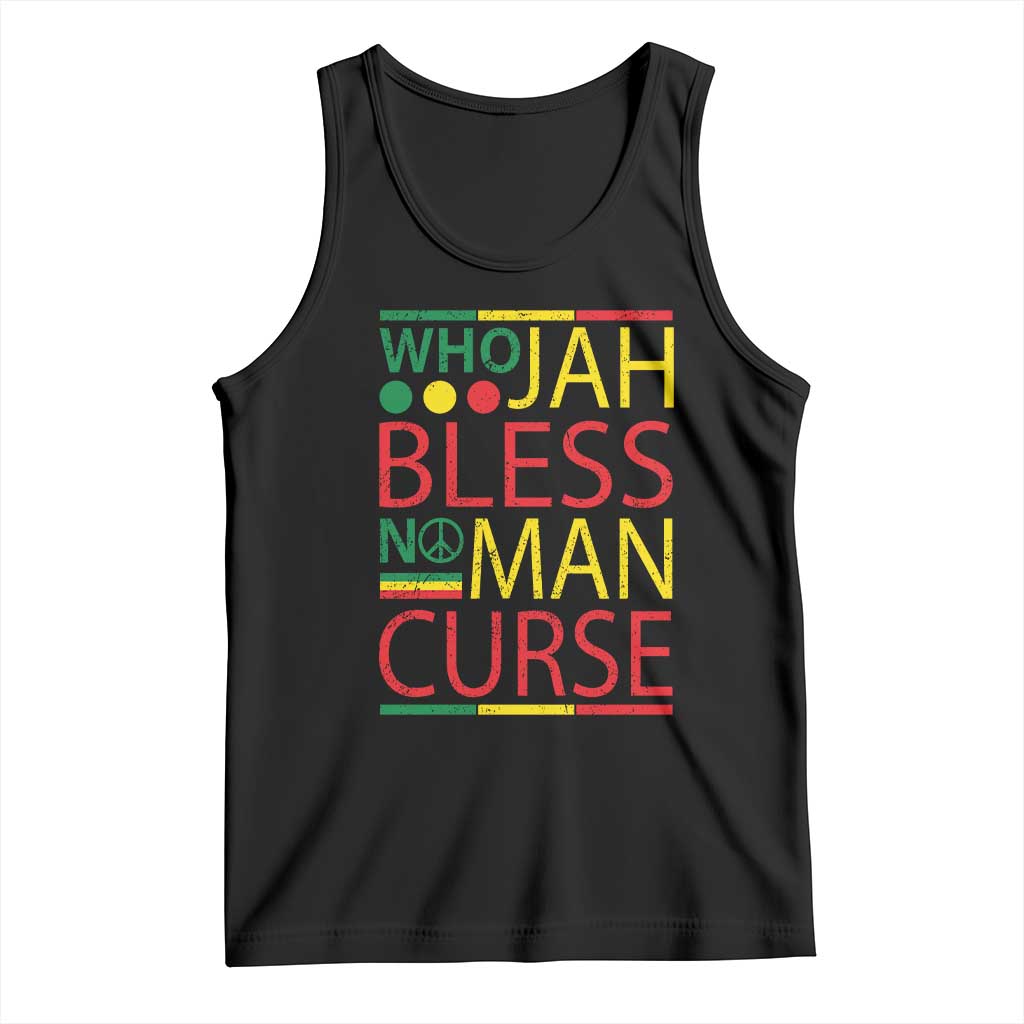 Who Jah Bless No Man Curse Tank Top Jamaica Flag Rasta Reggae Roots - Wonder Print Shop