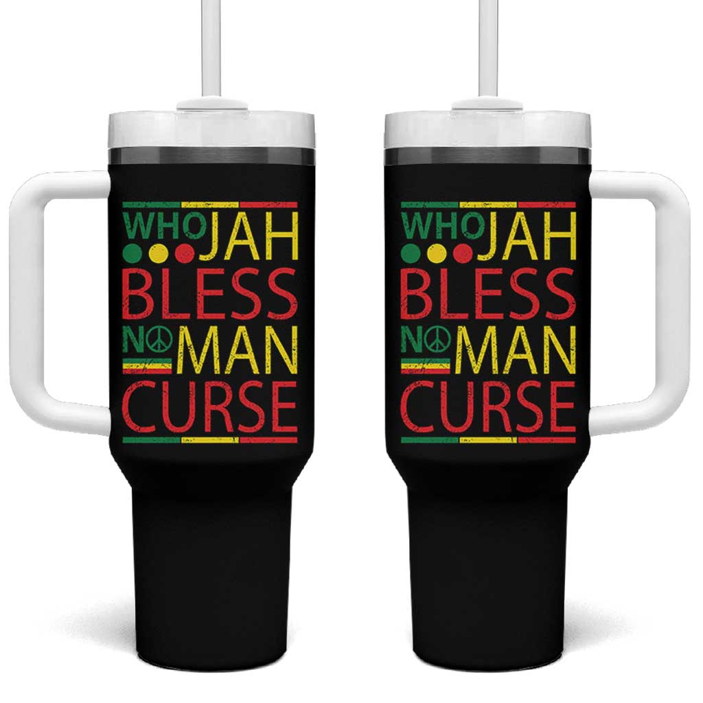 Who Jah Bless No Man Curse Tumbler With Handle Jamaica Flag Rasta Reggae Roots - Wonder Print Shop