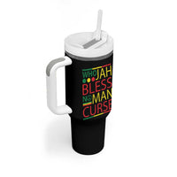 Who Jah Bless No Man Curse Tumbler With Handle Jamaica Flag Rasta Reggae Roots - Wonder Print Shop