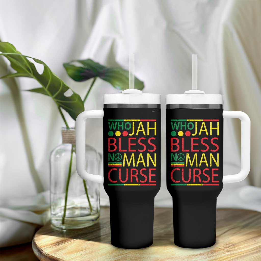 Who Jah Bless No Man Curse Tumbler With Handle Jamaica Flag Rasta Reggae Roots - Wonder Print Shop
