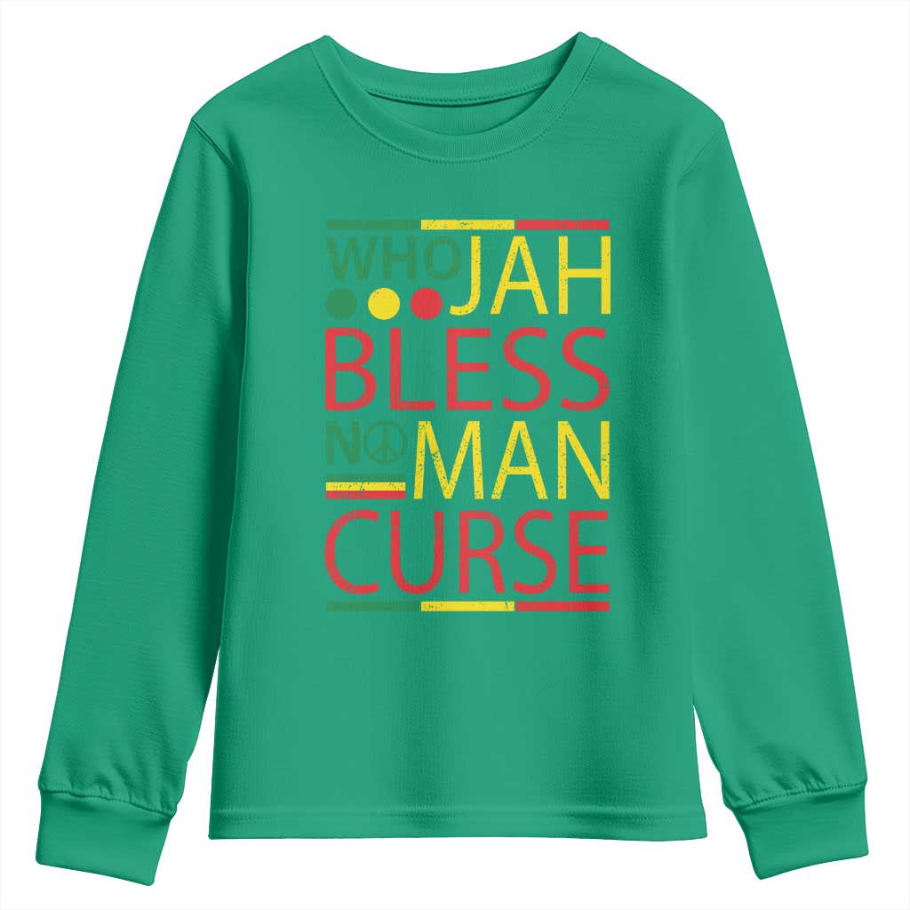 Who Jah Bless No Man Curse Youth Sweatshirt Jamaica Flag Rasta Reggae Roots - Wonder Print Shop