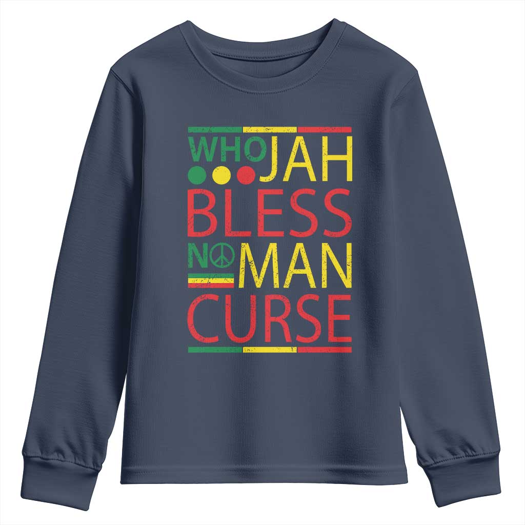 Who Jah Bless No Man Curse Youth Sweatshirt Jamaica Flag Rasta Reggae Roots - Wonder Print Shop