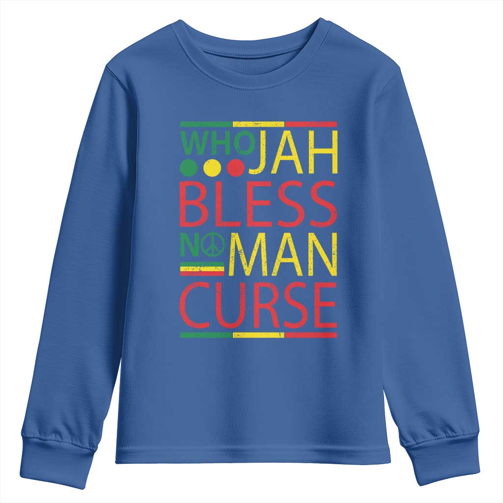 Who Jah Bless No Man Curse Youth Sweatshirt Jamaica Flag Rasta Reggae Roots - Wonder Print Shop