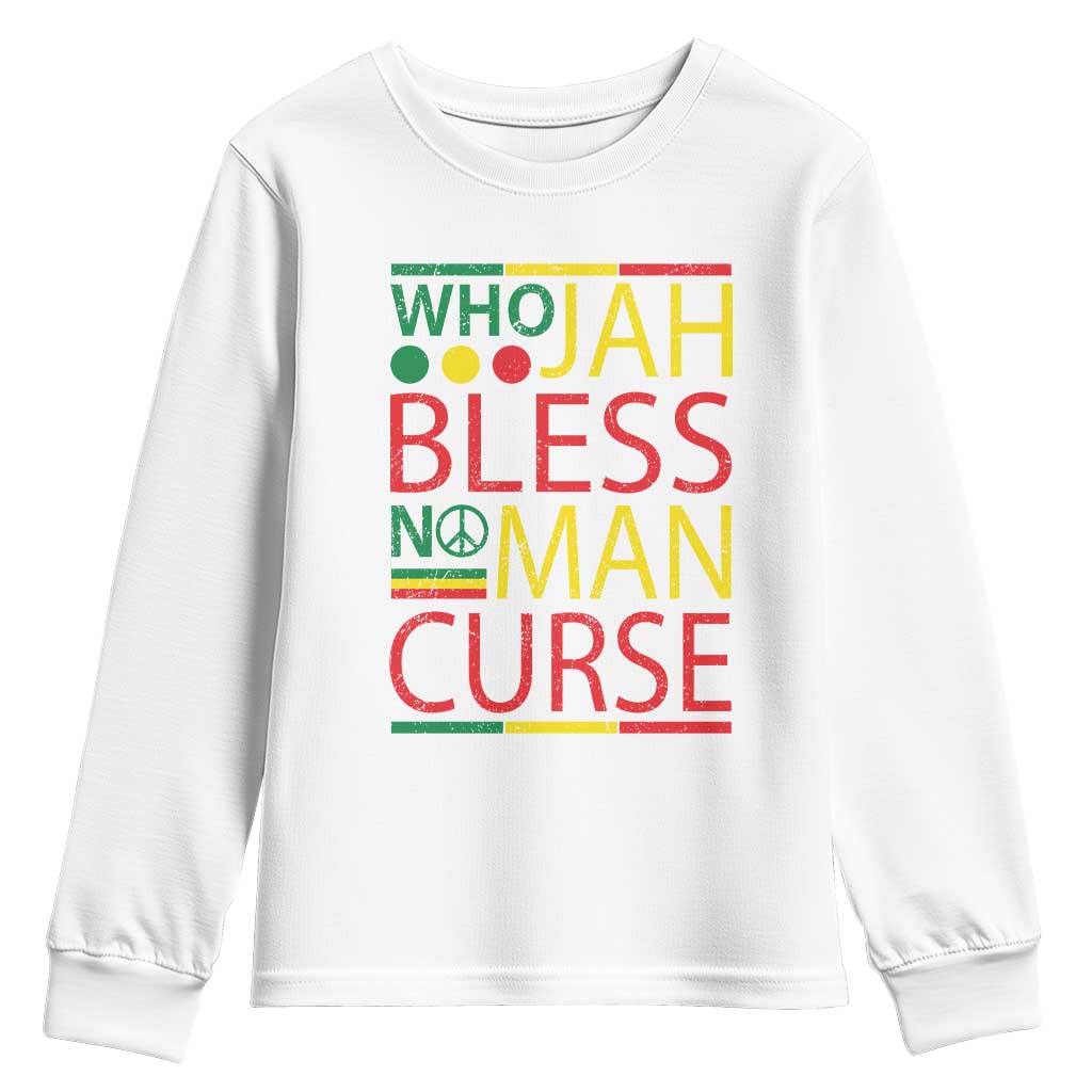 Who Jah Bless No Man Curse Youth Sweatshirt Jamaica Flag Rasta Reggae Roots - Wonder Print Shop