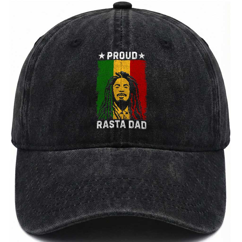 Proud Rasta Dad Washed Cotton Baseball Cap Rastafarian Jamaica Father's Day