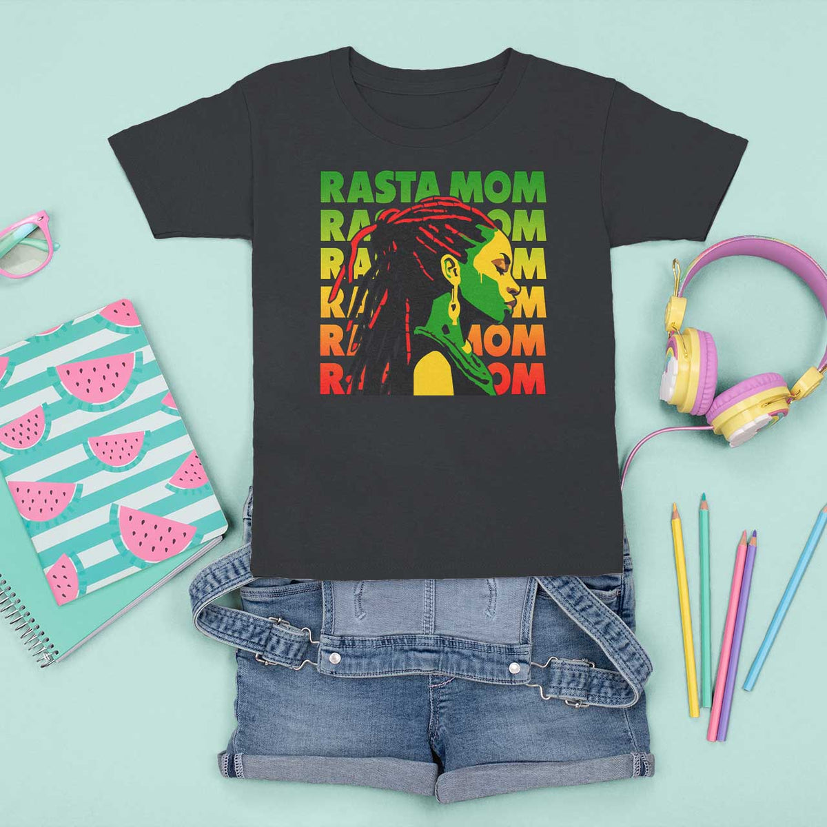 Rasta Mom T Shirt For Kid Jamaican Black Girls Flag Dreadlocks - Wonder Print Shop