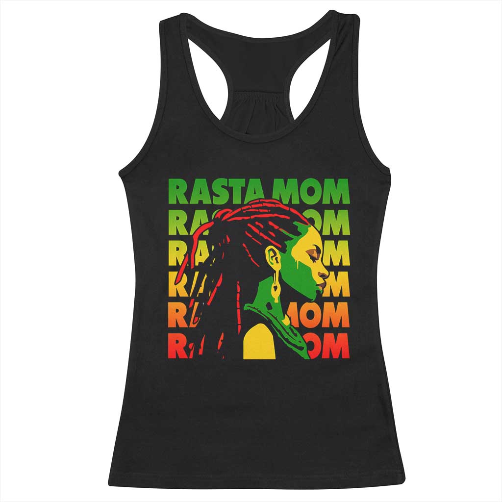 Rasta Mom Racerback Tank Top Jamaican Black Girls Flag Dreadlocks - Wonder Print Shop