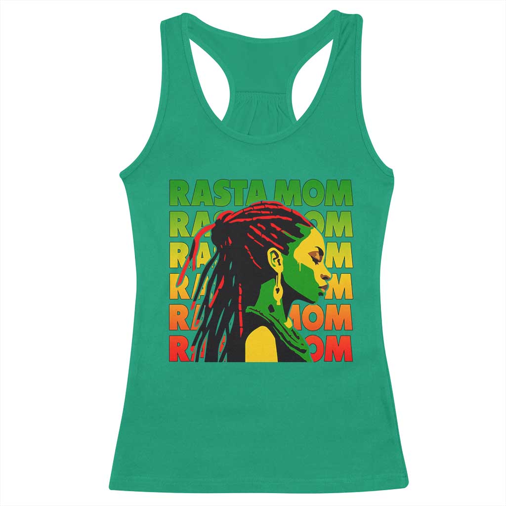 Rasta Mom Racerback Tank Top Jamaican Black Girls Flag Dreadlocks - Wonder Print Shop