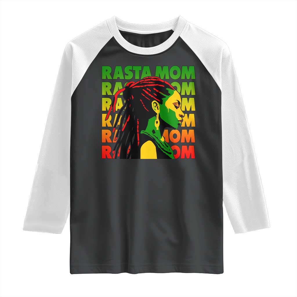 Rasta Mom Raglan Shirt Jamaican Black Girls Flag Dreadlocks - Wonder Print Shop