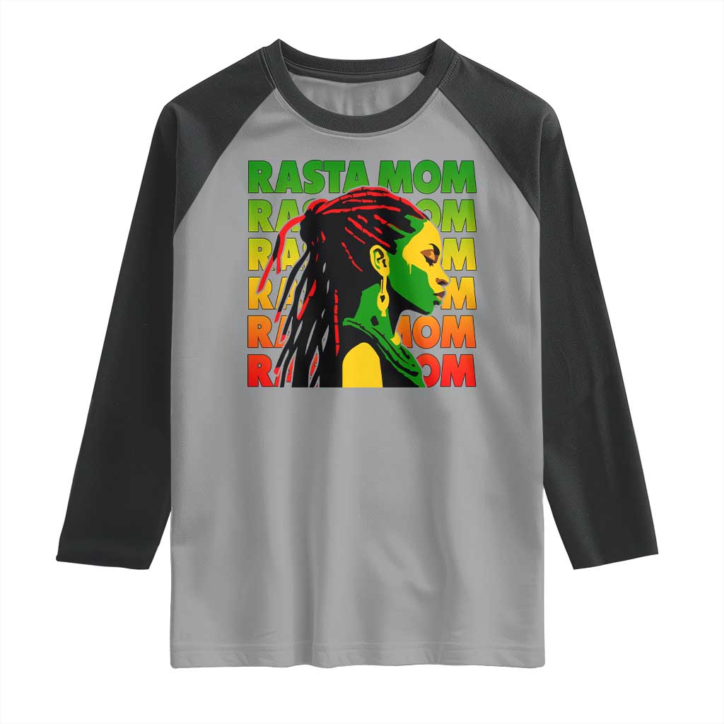 Rasta Mom Raglan Shirt Jamaican Black Girls Flag Dreadlocks - Wonder Print Shop