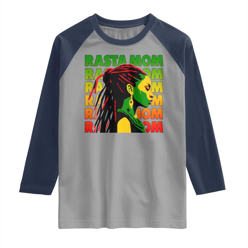 Rasta Mom Raglan Shirt Jamaican Black Girls Flag Dreadlocks - Wonder Print Shop