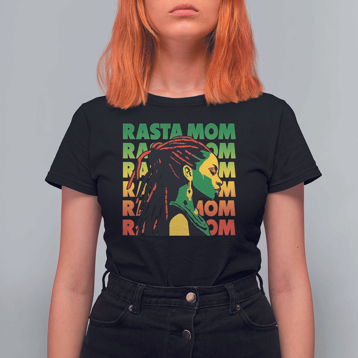 Rasta Mom T Shirt For Women Jamaican Black Girls Flag Dreadlocks - Wonder Print Shop