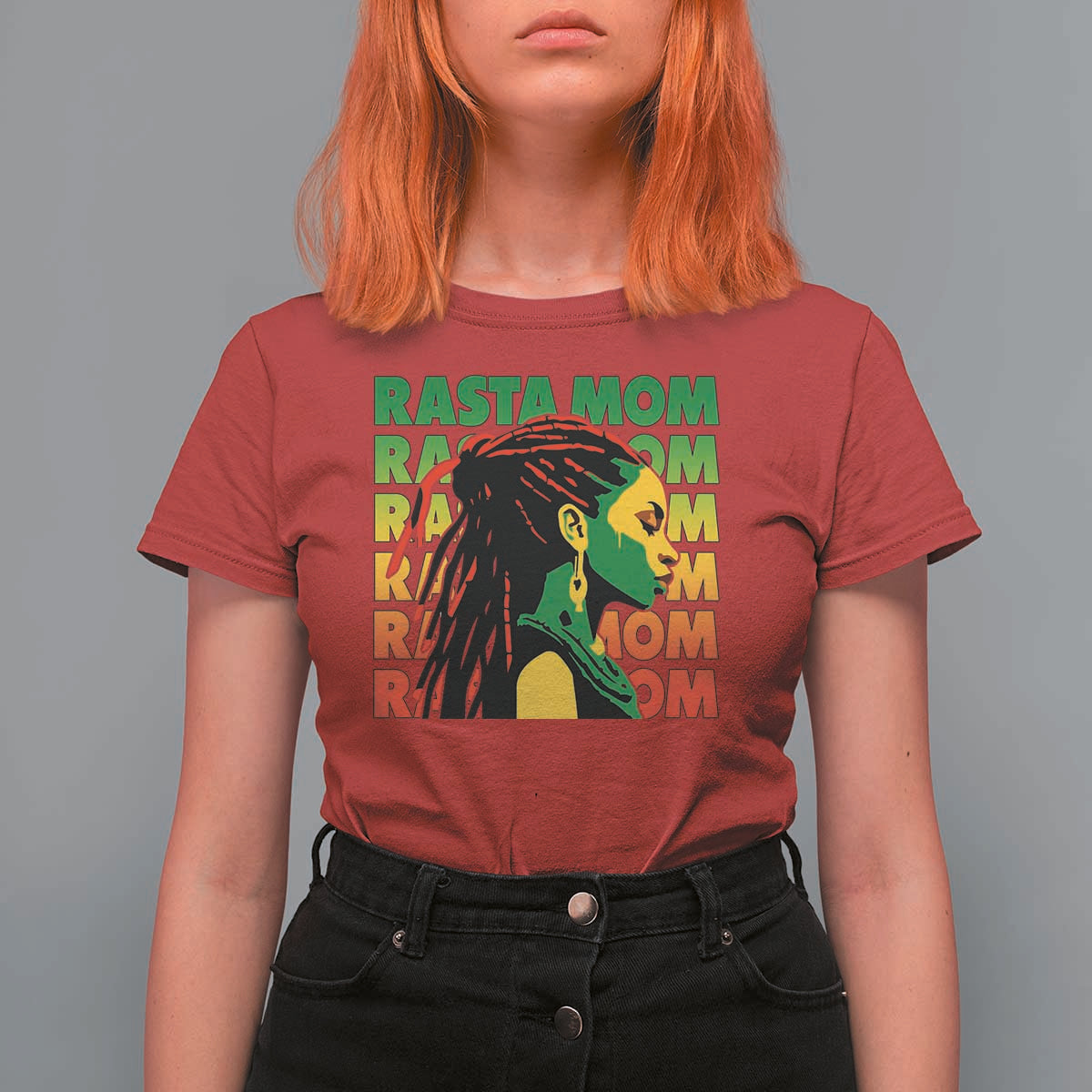 Rasta Mom T Shirt For Women Jamaican Black Girls Flag Dreadlocks - Wonder Print Shop
