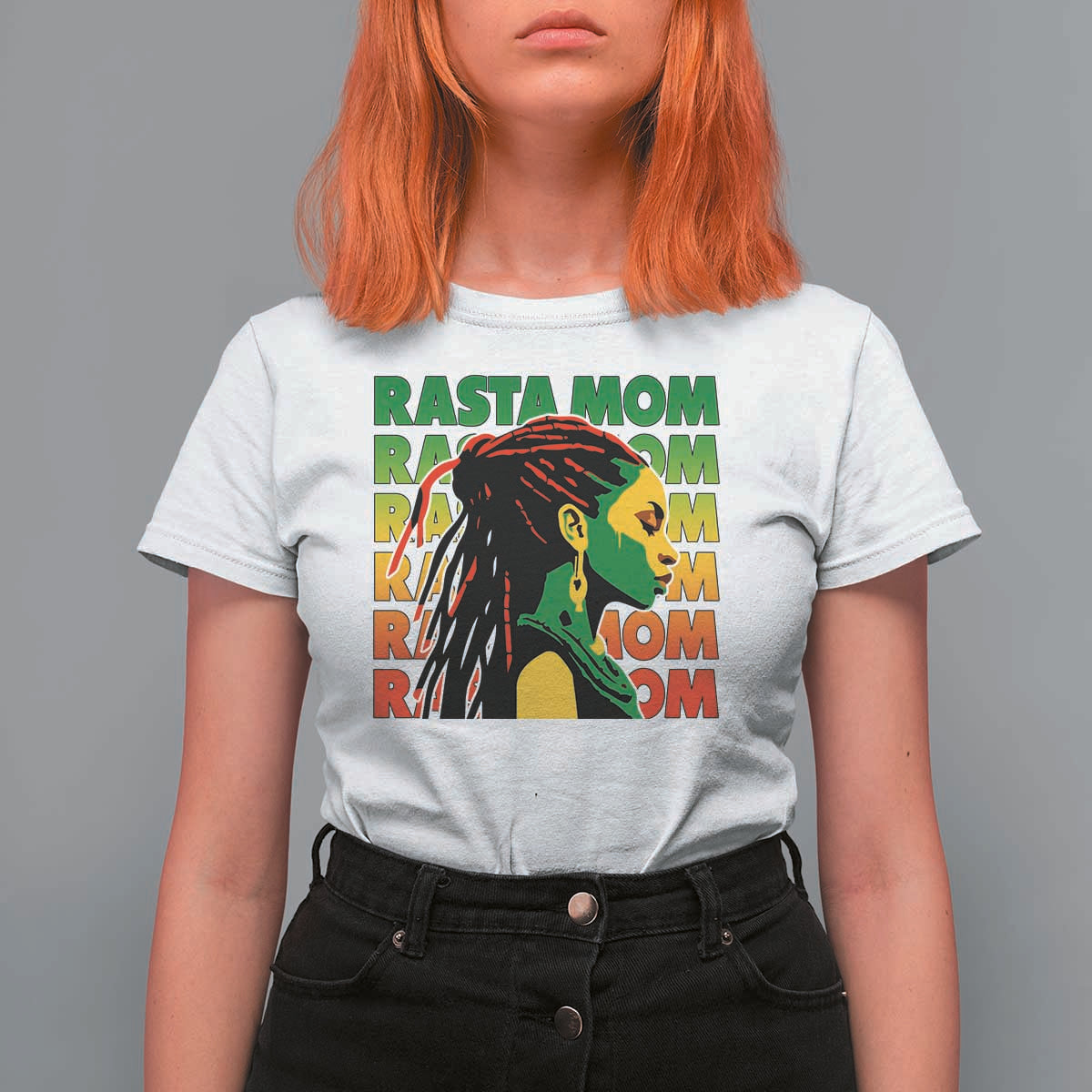 Rasta Mom T Shirt For Women Jamaican Black Girls Flag Dreadlocks - Wonder Print Shop