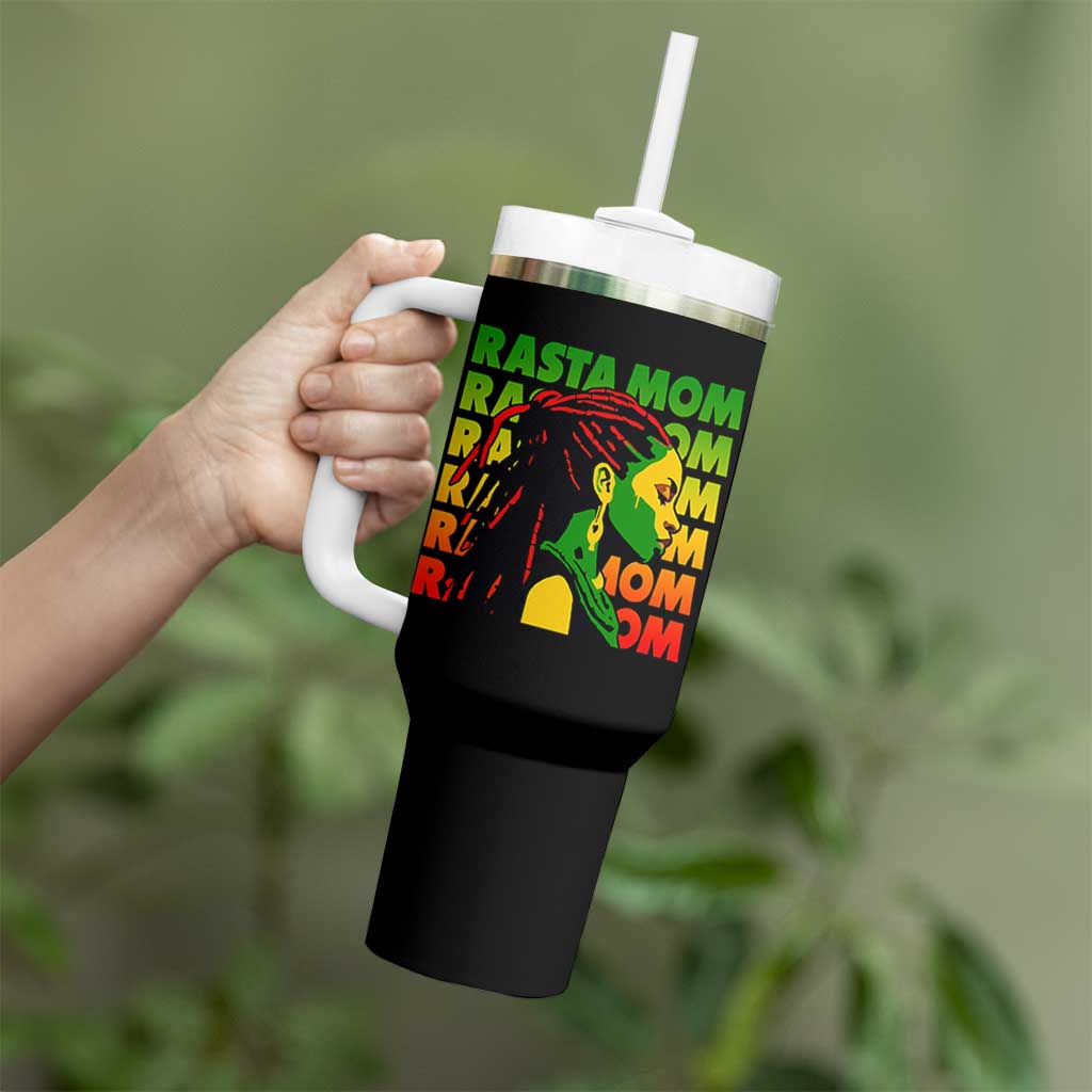 Rasta Mom Tumbler With Handle Jamaican Black Girls Flag Dreadlocks - Wonder Print Shop