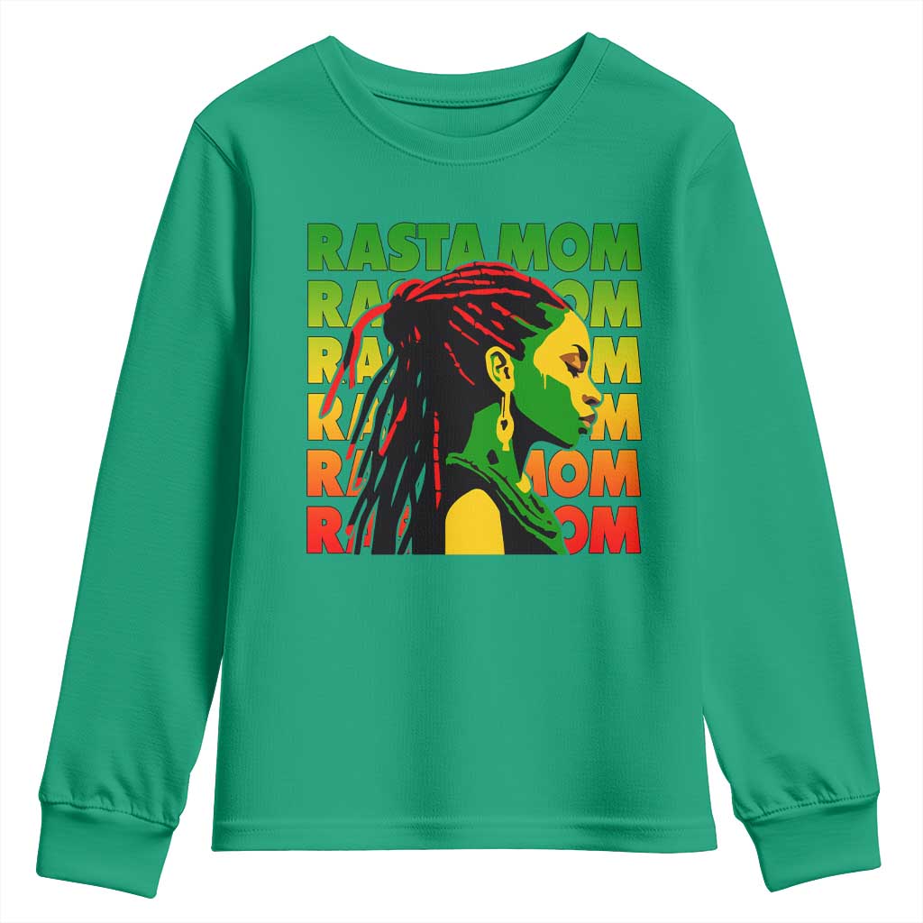 Rasta Mom Youth Sweatshirt Jamaican Black Girls Flag Dreadlocks - Wonder Print Shop