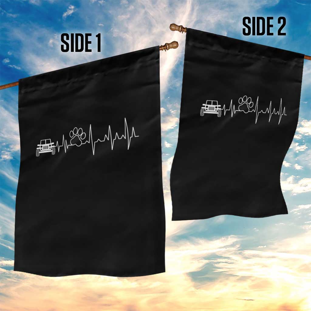 4x4 Off Road Car Riding Vintage Pet Paw Heartbeat Garden Flag - Wonder Print Shop