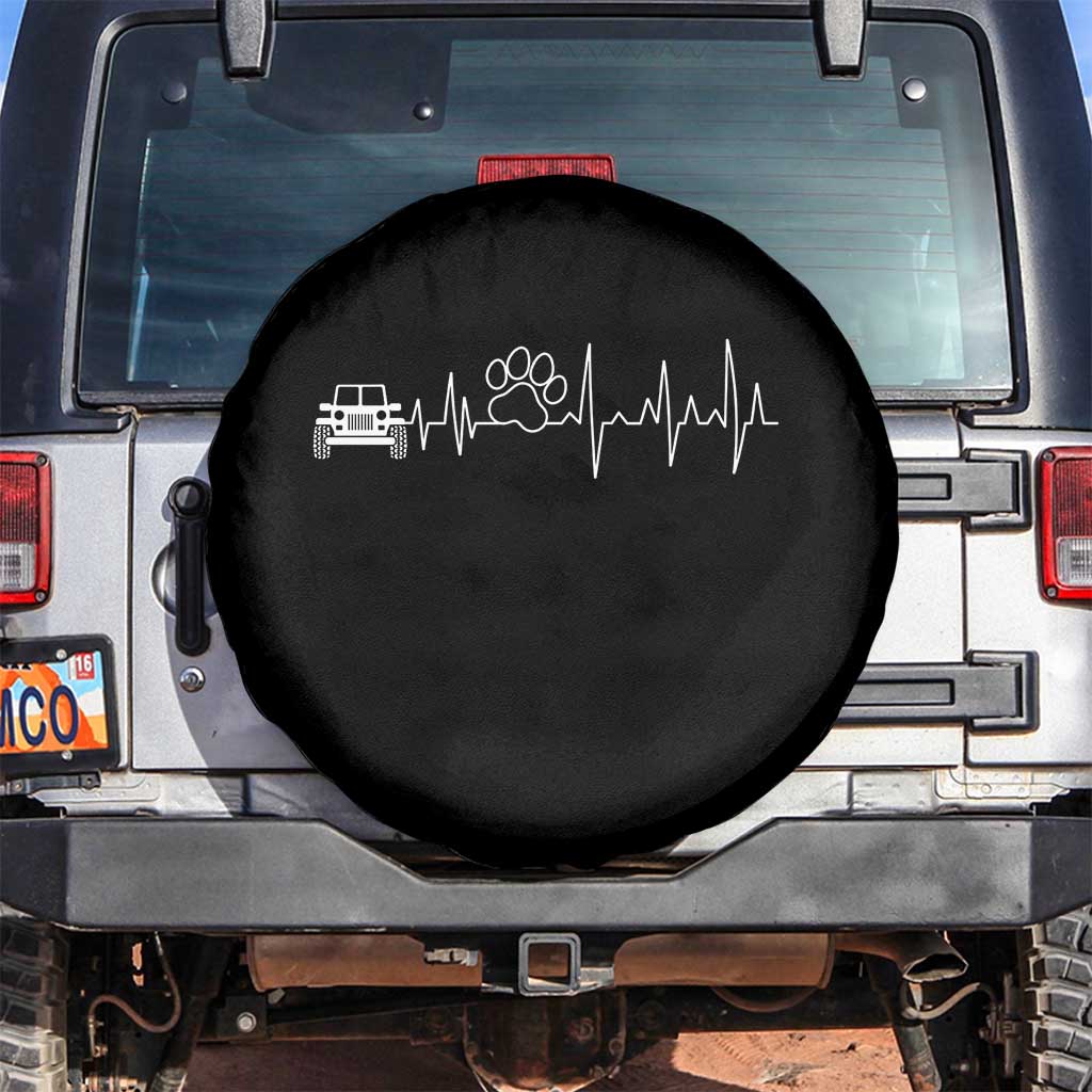 4x4 Off Road Car Riding Vintage Pet Paw Heartbeat Spare Tire Cover - Wonder Print Shop