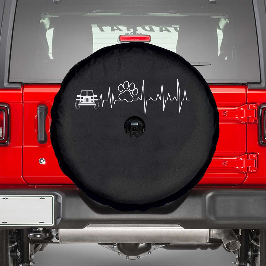 4x4 Off Road Car Riding Vintage Pet Paw Heartbeat Spare Tire Cover - Wonder Print Shop