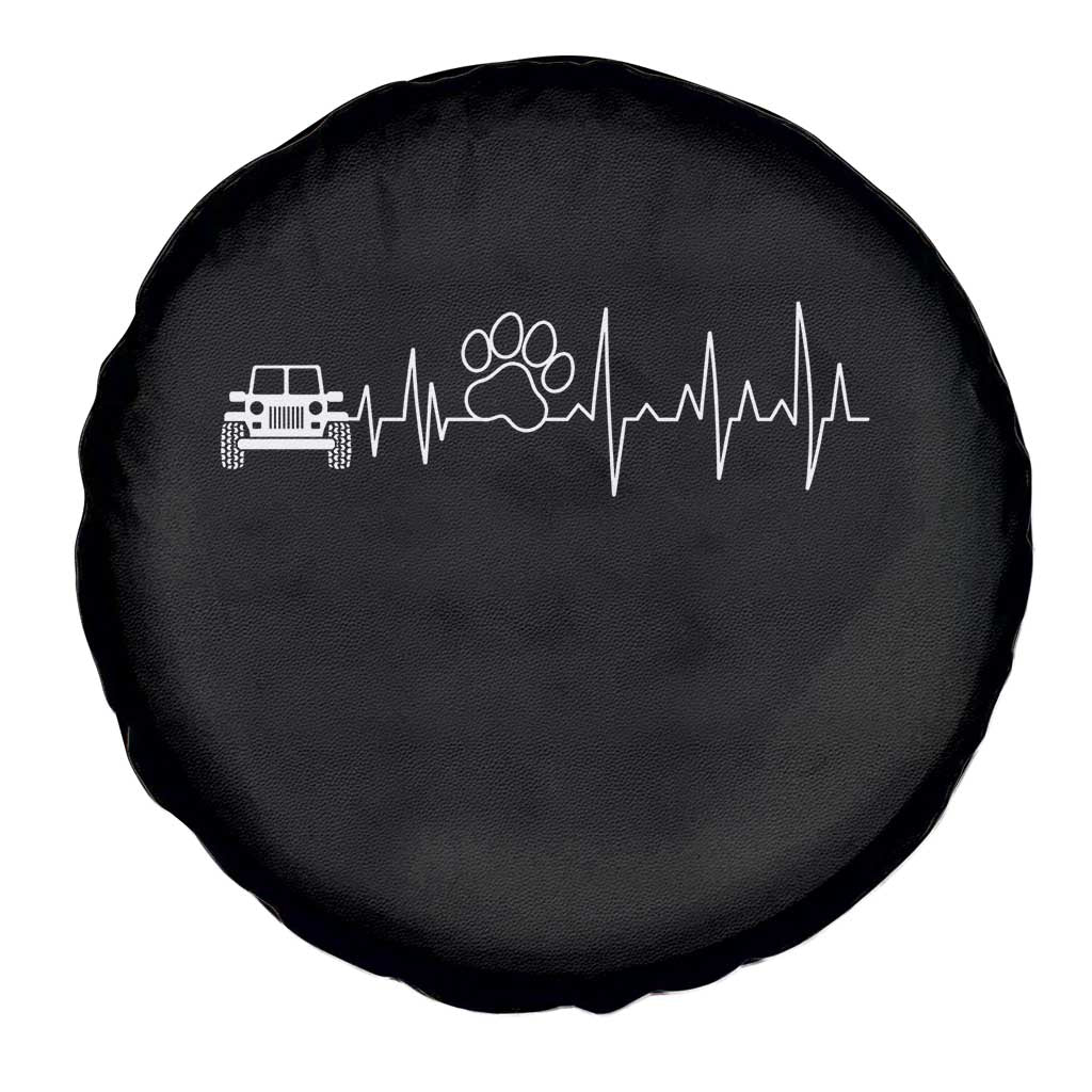 4x4 Off Road Car Riding Vintage Pet Paw Heartbeat Spare Tire Cover - Wonder Print Shop