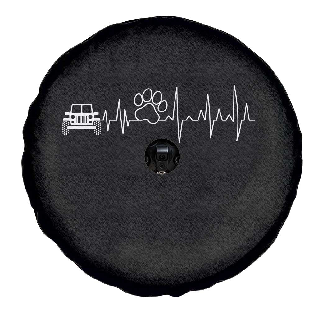4x4 Off Road Car Riding Vintage Pet Paw Heartbeat Spare Tire Cover - Wonder Print Shop