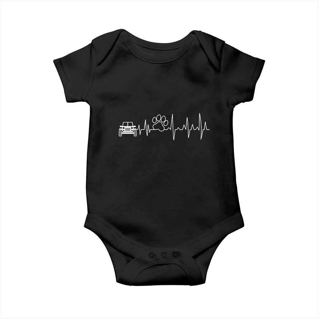 4x4 Off Road Car Riding Vintage Pet Paw Heartbeat Baby Onesie - Wonder Print Shop