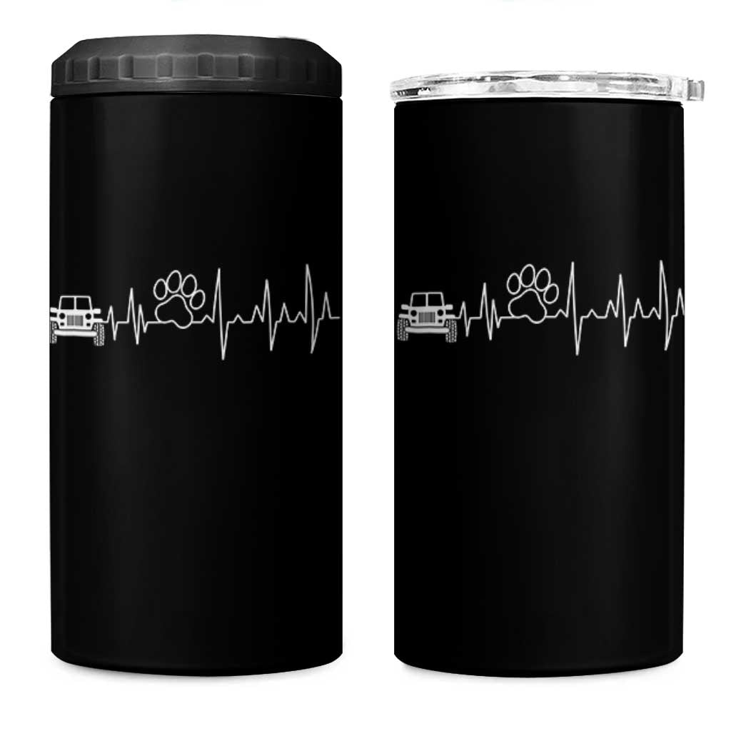 4x4 Off Road Car Riding Vintage Pet Paw Heartbeat 4 in 1 Can Cooler Tumbler - Wonder Print Shop