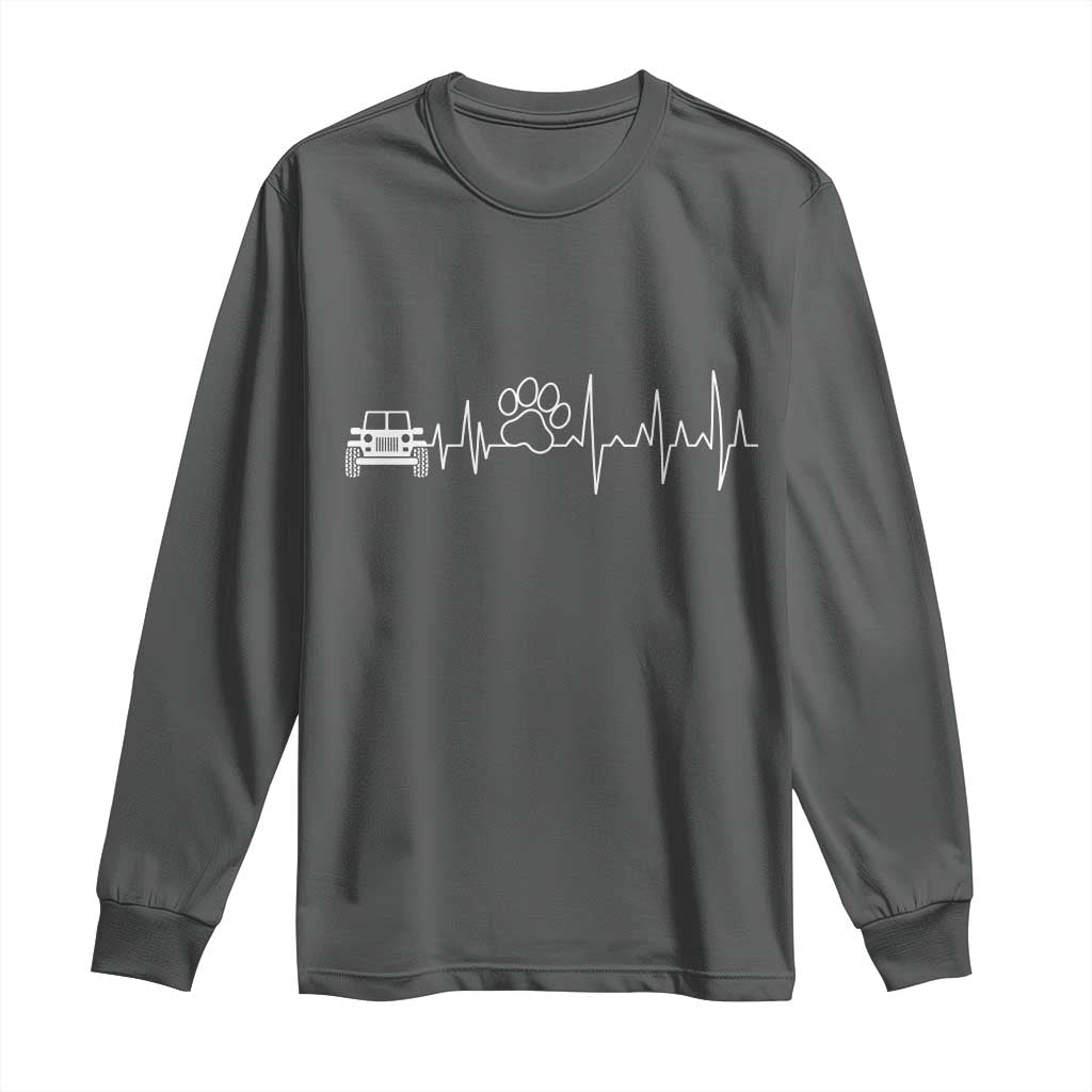 4x4 Off Road Car Riding Vintage Pet Paw Heartbeat Long Sleeve Shirt - Wonder Print Shop