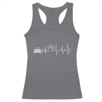4x4 Off Road Car Riding Vintage Pet Paw Heartbeat Racerback Tank Top - Wonder Print Shop
