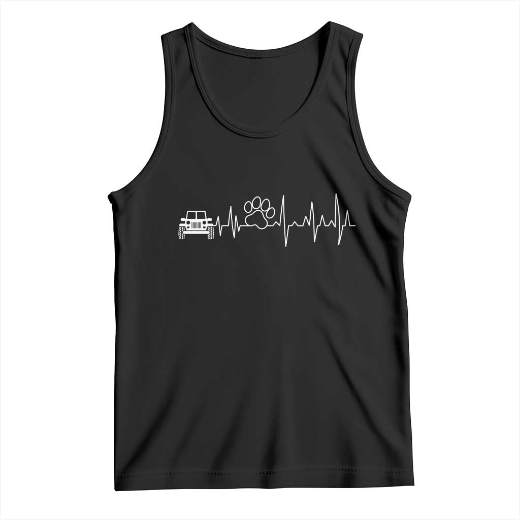4x4 Off Road Car Riding Vintage Pet Paw Heartbeat Tank Top - Wonder Print Shop